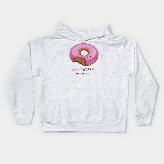 Donut worry be happy Kids Hoodie by Emkute